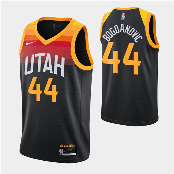 Men's Utah Jazz #44 Bojan Bogdanovic 2020-21 Black NBA City Swingman Stitched Jersey Men's Utah Jazz #44 Bojan Bogdanovic 2020-21 Black NBA City Swingman Stitched Jersey